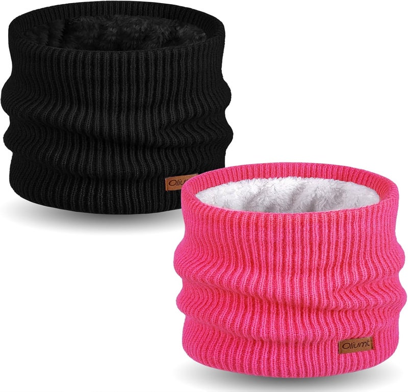 Oliumt Kids Neck Warmer Winter Neck Gaiters Knitted Infinity Scarf for Boys Girls Fleece Lined Ski Mask for Cold Weather - Image 1